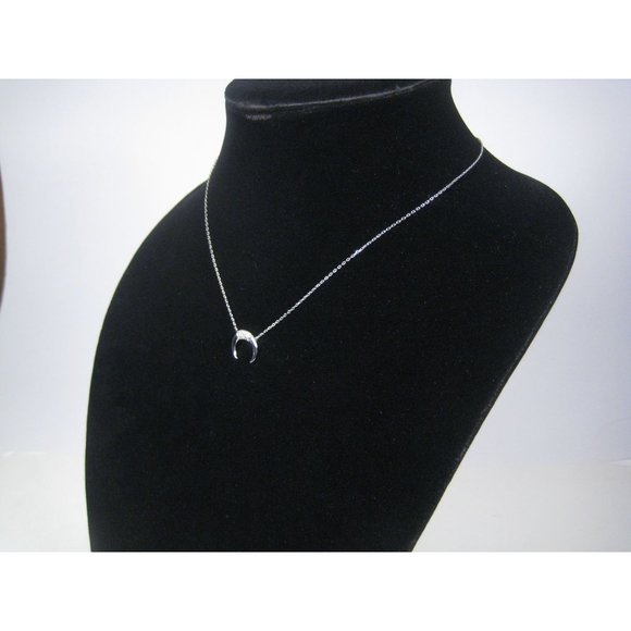 SB Rhinestone Crescent Moon Pendant Silvertone Chain Necklace 17in Choker Wiccan - Picture 6 of 9
